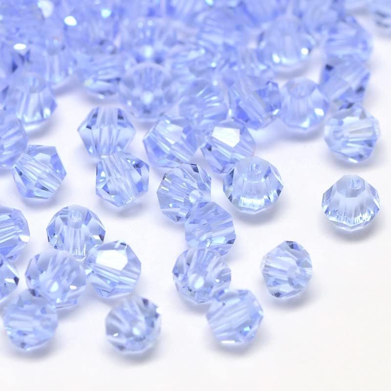 200 Perles Facettées De Bohême - 4 Mm - Couleur Light Sapphire (bleu Saphir Clair) - Marque Preciosa