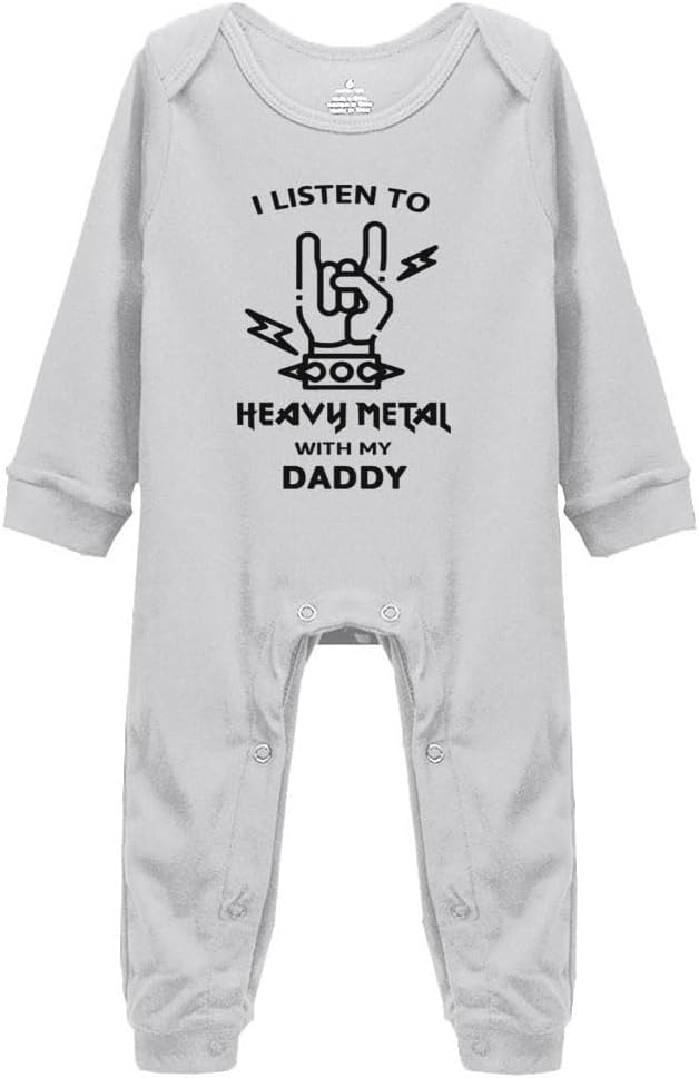 Heavy Metal with Daddy Cute Baby Bodysuit Short Sleeve Rompers Jumpsuit Unisex image 5