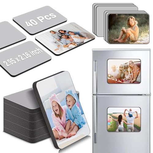 LATERN 40 Piezas Imanes en Blanco para Sublimación, 5,5cm x