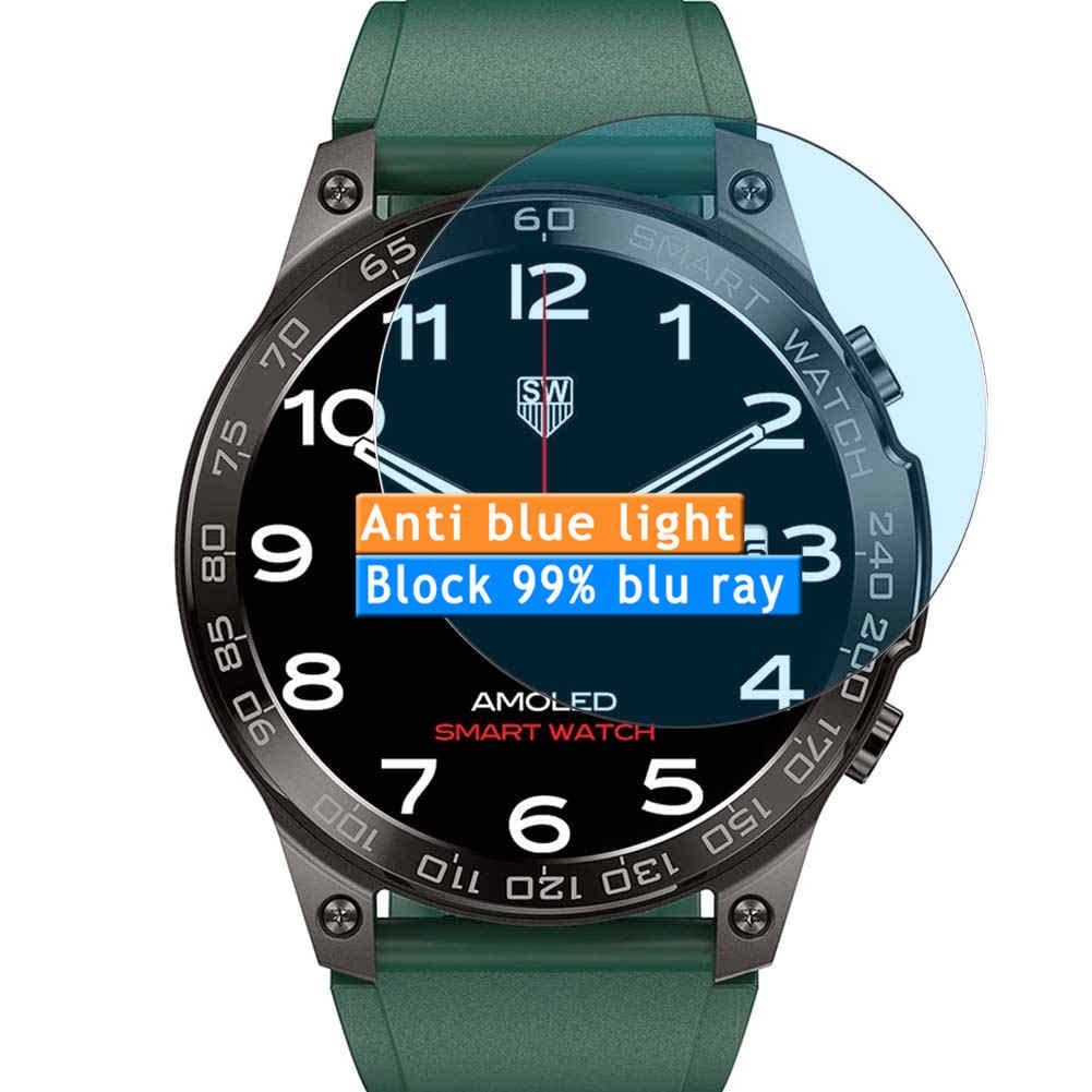Blueshaweu Panzerglas-Schutzfolie Für BOZLUN DM50 Smartwatch Herren – 9H Härte, Blasenfrei, 1,43 Zoll
