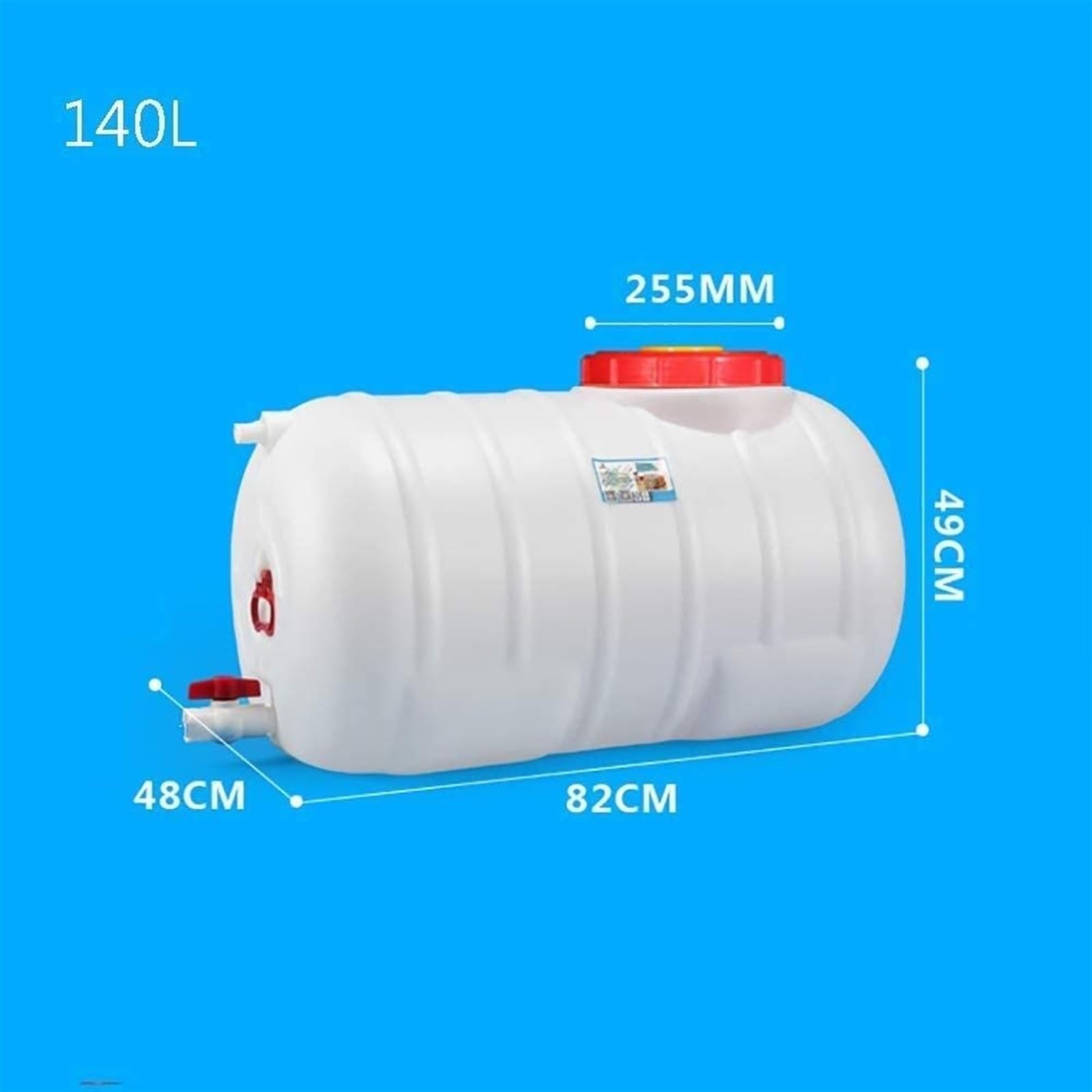 140L Runder Wassertank Aus Lebensmittelechtem Kunststoff Mit Großem Fassungsvermögen, BPA-frei, Mit Wasserhahn, Tragbar Für Unterwegs