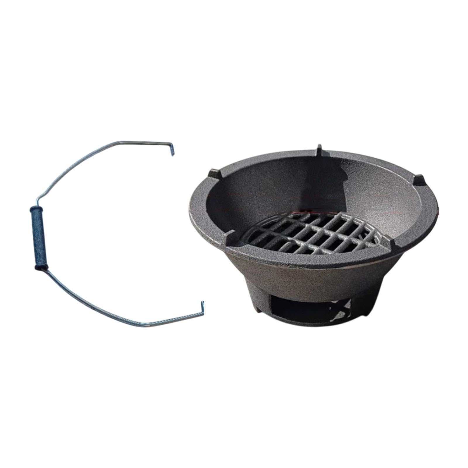 Qianly de Hierro Fundido Portátil Parrilla de Carbón Compacta para Cocina Y Barbacoa Mini Herramienta para Picnic Y Jardín Adecuada para Restaurant, 20 CentÍmetros