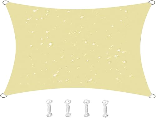 HOMPER Toldo tipo vela de 10 x 13 pies, bloquea eficazmente los rayos UV del 95%, tela Oxford, para patio, balcones, jardín, fiesta, actividades al