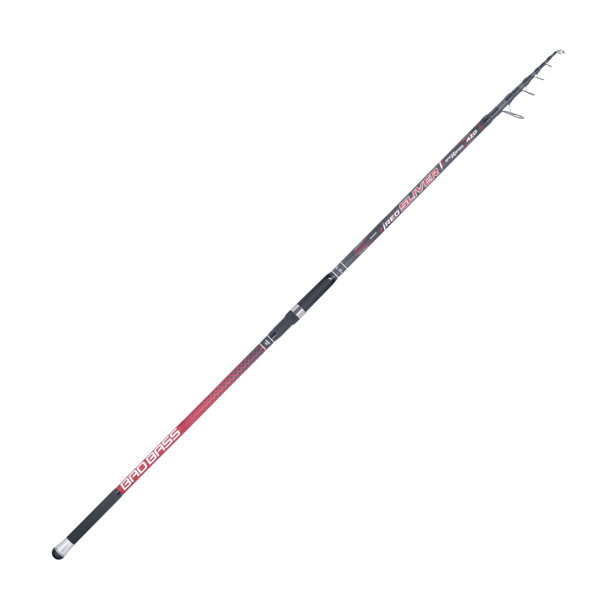 BAD BASS GREEN/RED SLIVER - Canna da Pesca Telescopica in Carbonio, 4.20 MT
