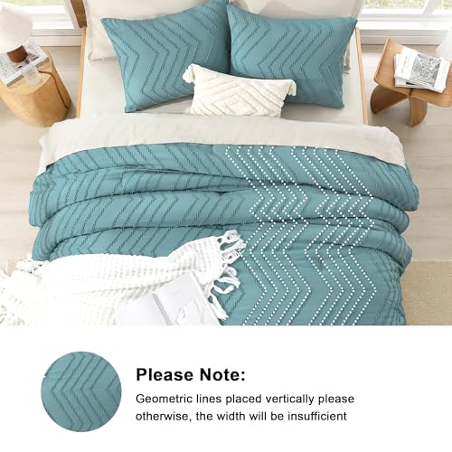 Image of Litanika 3 Pcs Grayish Teal Boho Oversized Super King Bedding Comforter Set
