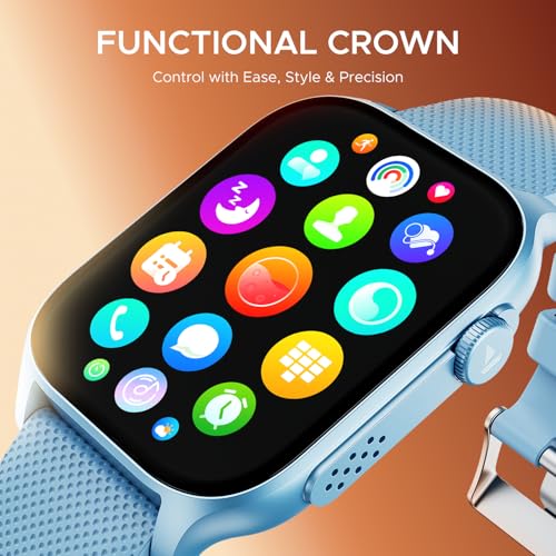 Image of Boat Ultima Ember smartwatch with 1.96 inch AMOLED Display, AOD, Personalized Fitness Nudges, Functional Crown,100+ Sports Modes, Create Your Own Watchface, smartwatch for Man and Woman (Mist Blue)