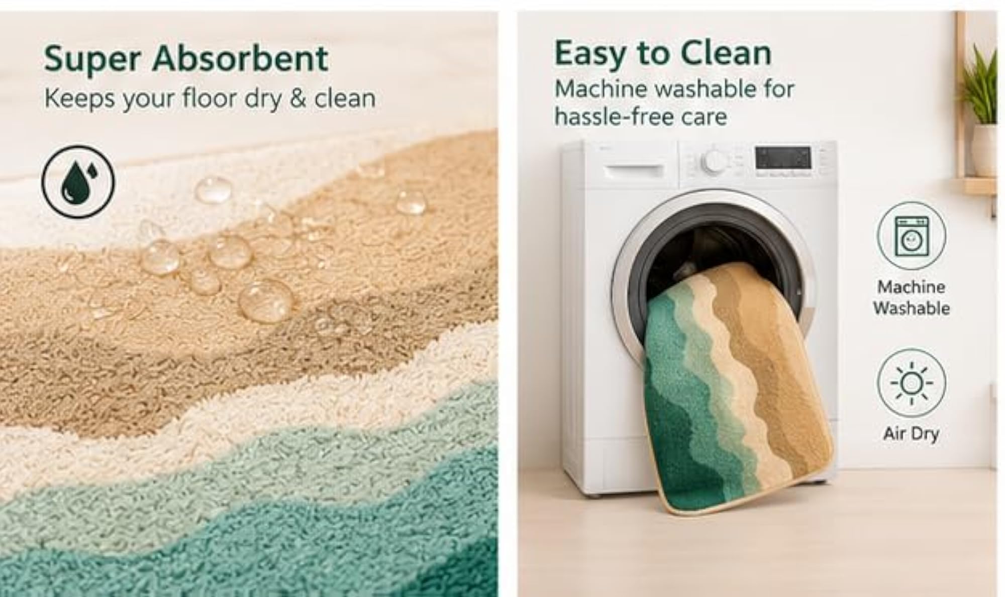Roseate Wave Super Soft Anti Skid Microfibre Door Mat
