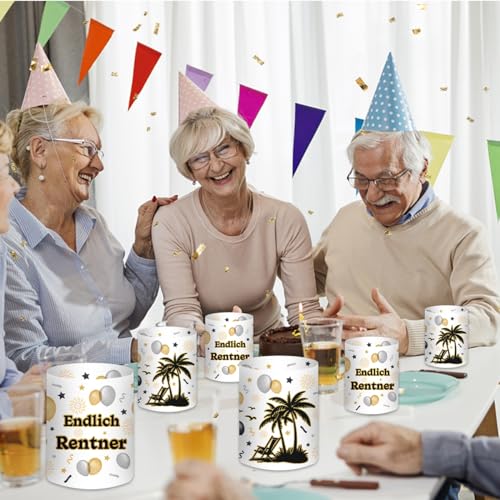 12 Windlicht Tischdeko Ruhestand Deko, Rente Deko Endlich Rentner, Renteneintritt Geschenk für Männer Frauen Abschiedsfeier Ruhestand Pensionierung Party, Geeignet für Teelichter oder Kerzen