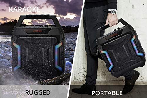 Image of Zync Karaoke 32W Bluetooth Wireless Speaker with Wireless Microphone, RGB LED Lights, Portable Party Speaker, FM Radio, USB, AUX Input, Rechargeable Battery, Deep Bass Sound for Home & Outdoor