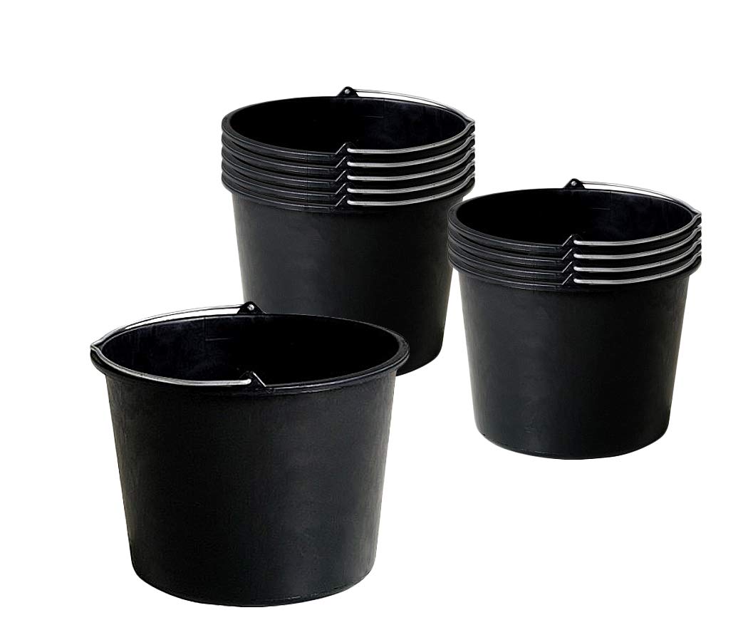 BigDean 10 Baueimer 20 Liter Zementeimer Putzeimer Mörteleimer Garten Eimer | Eimer mit Literskala & Metallhenkel, robust & wetterfest