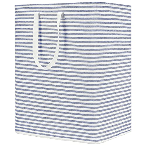 DOKEHOM 120L Freestanding Laundry Hamper with Handle, Collapsible Extra Large Cotton Storage Basket for Clothes (Blue)