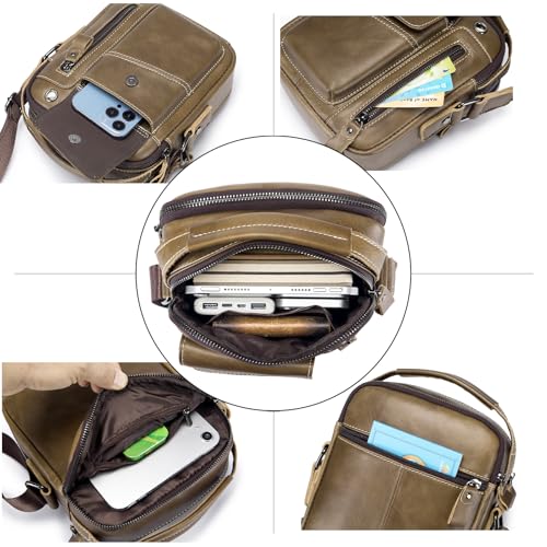Image of Leather Shoulder Bag for Men Small Mens Crossbody Bag Purses Handbags | Small