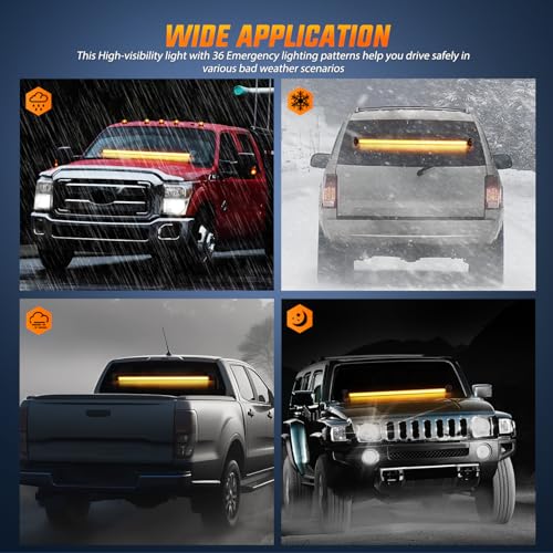 Image of Nilight 144LED Traffic Advisor Strobe Light Bar with Controller Amber | Emergency Warning Lights Hazard Interior Front /Rear Windshield Flashing for Cars Plow Trucks Construction Vehicles