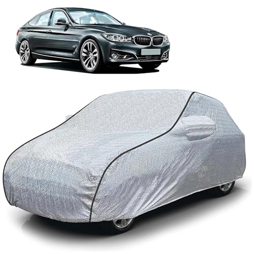Image of Sulfar 100% Waterproof Car Body Cover Compatible with Mirror for BMW 3 Series GT (Triple Stitched, Full Bottom Elastic, Magic Silver with Black Piping)