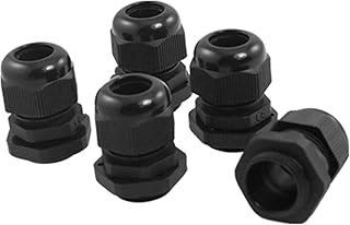 uxcell 5 Pcs PG13.5 Black Plastic Waterproof Connectors Cable Glands