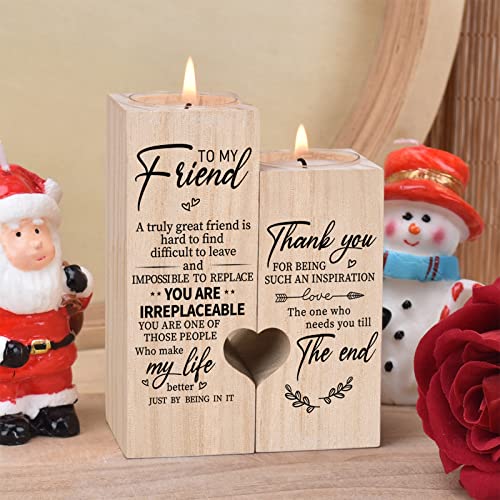 Double-Sided Printing Wooden Candle Holders-To My Friend,You Are Irreplaceable, Thank You For Being My Unbiological Sister.women Female Girl Friends Personalized Custom Friendship Birthday Gift #TOP3