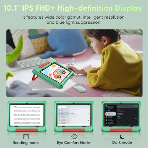 aiprotablet Kids Tablet, Android 16 Tablet for Kids 10 inch Octa-Core 2.2GHz with Case, 30GB RAM 64GB ROM, 2TB Expand, Parental Control, Dual Camera, BT, WiFi, with Keyboard Mouse Stylus, Gift (Green) — view 4