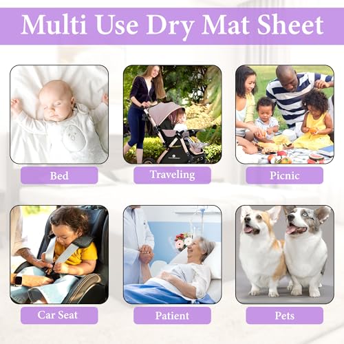 Image of GLUN Quick Dry Absorbent Baby Bed Sheet for Mattress Protector, Pack of 2 Baby Pleasing Lavender Bed Sheet, Size 50x70cm, Waterproof, Quick Drying, Anti-Itching Cloth