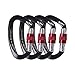 25KN Rock Climbing Carabiner , D-shaped Hot-forged Magnalium Locking Climbing Hook Holds 5511lbs with Screwgate Clip Climber Hiking Karabiner Outdoor Sport Tools CE Certified (Black, 4 pack)