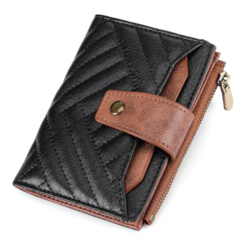 Image of FALAN MULE Small Wallet for Women Leather Bifold Compact RFID Blocking with ID Window