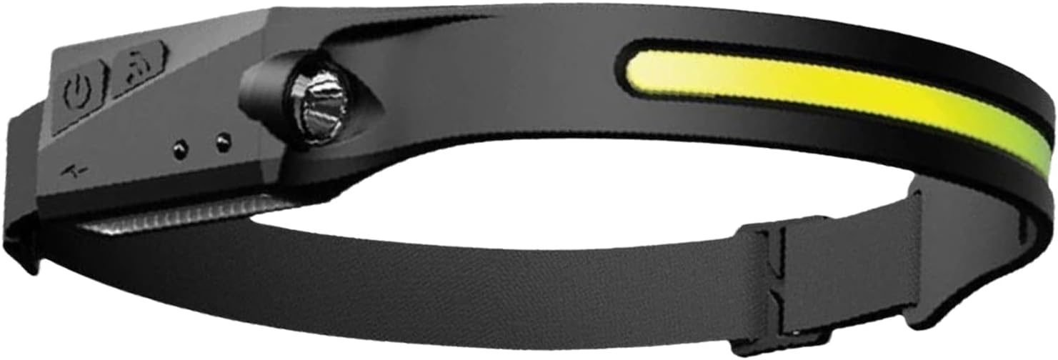 Lámpara de cabeza, luz LED brillante e impermeable, 3.9 x 2.2 in, lámpara con sensor de movimiento, linterna impermeable, función de sensor de