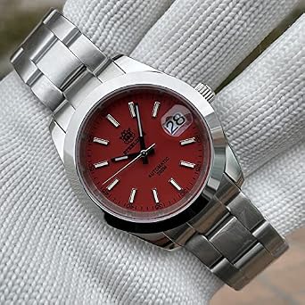 Steeldive SD1934 Water Ghost Men Automatic Mechanical Watches Sapphire Glass NH35 Stainless Steel Diver Watch Men (red)