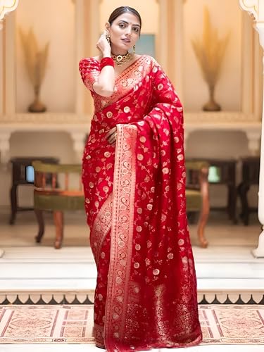 Image of Yashika Women's Pure Kanjivaram Silk Saree Soft Banarasi Style Wedding With Blouse Piece | Saree For Women | New Sari