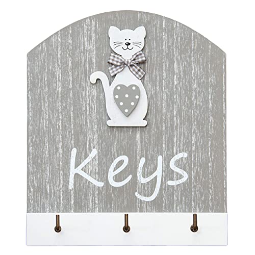 {Cuelga Llaves Pared Originales de Madera Cuelga Llaves Pared Originales SPOTTED DOG GIFT COMPANY Colgador Llaves Pared de Madera con 3 Ganchos, Portallaves con Diseño de Gato para Entrada y...