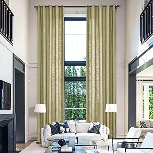 Fcosie Extra Long Curtains 10-24 ft Length, Natural Linen Blend