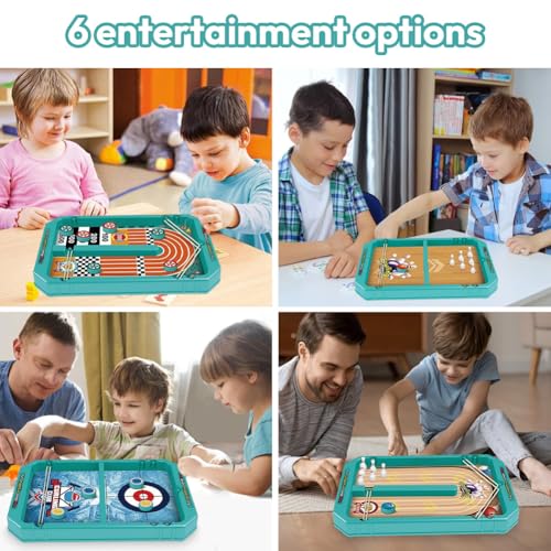 Sling Puck Spiel Holz Match-Spiel Brettspiel Schnell Sling Puck Hockey Fast Sling Puck Game Hockey Brettspiel 6 in1 Portable Schachbrett-Set Partyspiele Tisch-Desktop-Spiel Set-Passendes Geschenk