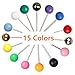 Yalis Push Pins Marking Map Tacks 1/8-Inch Plastic Beads Head, 15 Assorted Colors, 1500-count