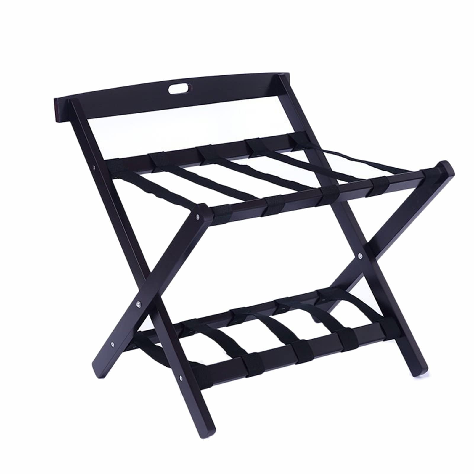 Porte-bagages pliable étagère de rangement sacs de voyage en bois noir