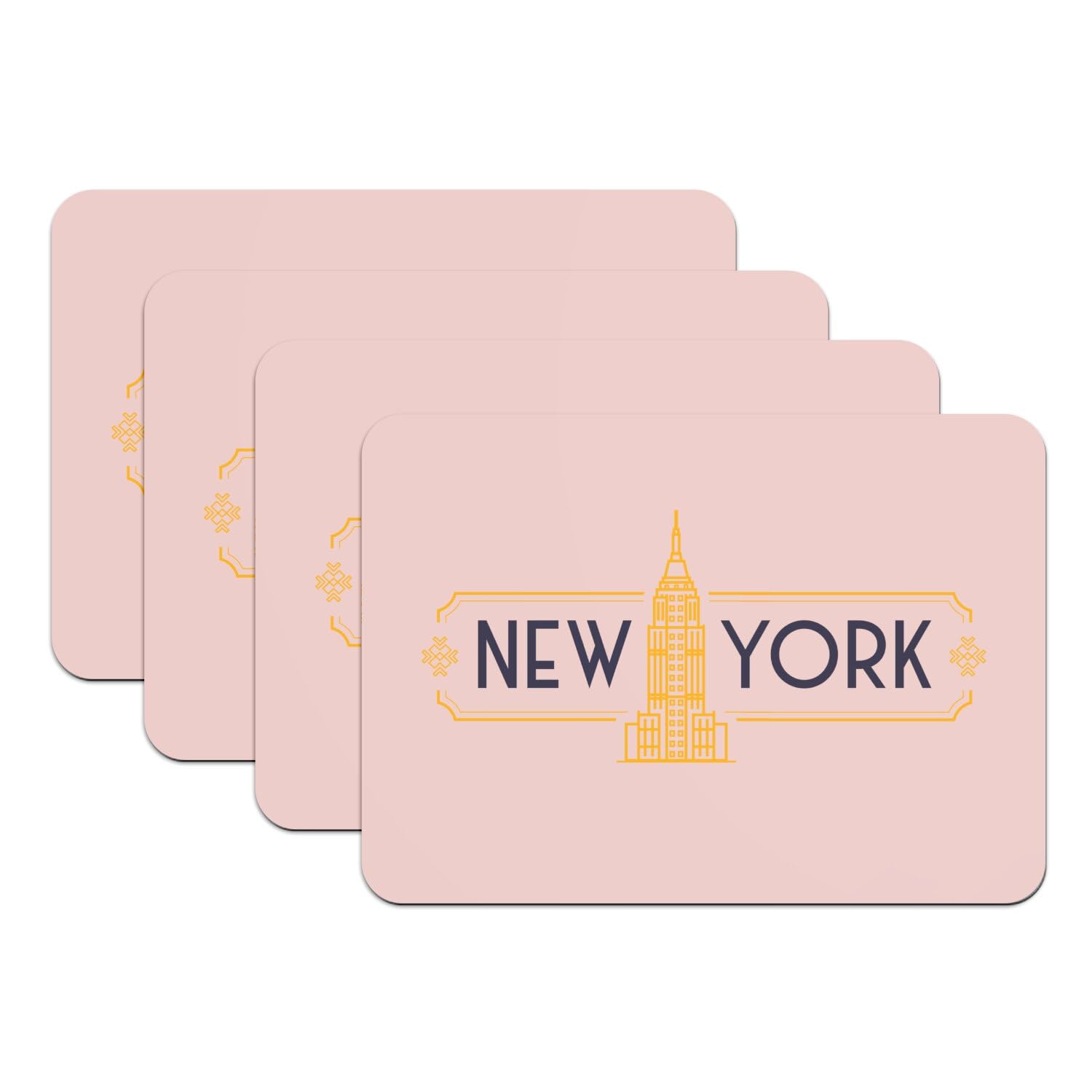 Sets de table caoutchouc rose New York pour repas de famille et déco américaine
