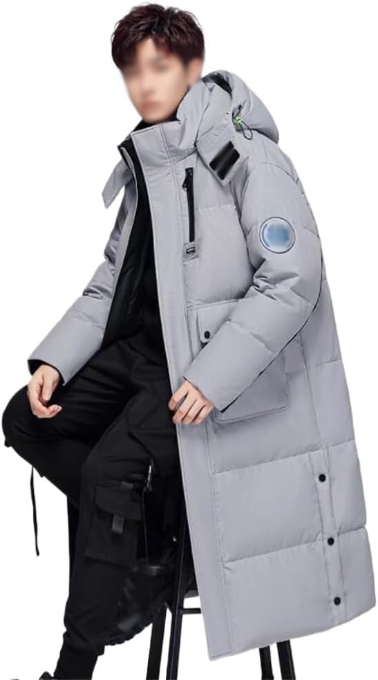 VIDI Autumn And Winter Hooded Fashion Thick Warm Casual Coat Men's Down Jacket Over The Knee Long