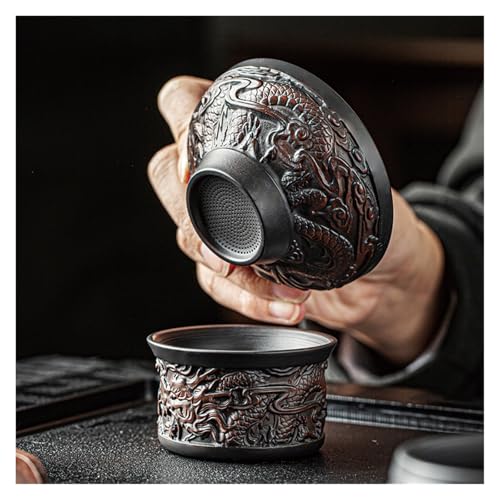 Passoire à thé en céramique et poterie violette d'exception