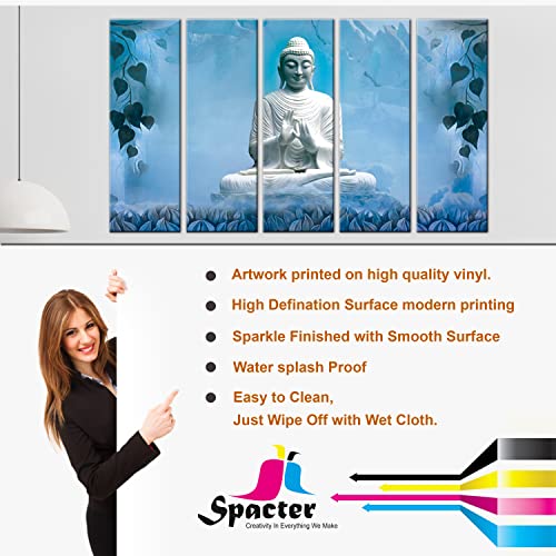 Image of Spacter art Lord Buddha Wall Painting for Living Room Big Size - Meditating Gautam Buddha Painting Wall Decor Peaceful Art for Bedroom, Office, Hotels & Gifting - Wooden Framed (30x60 inch) SPN01