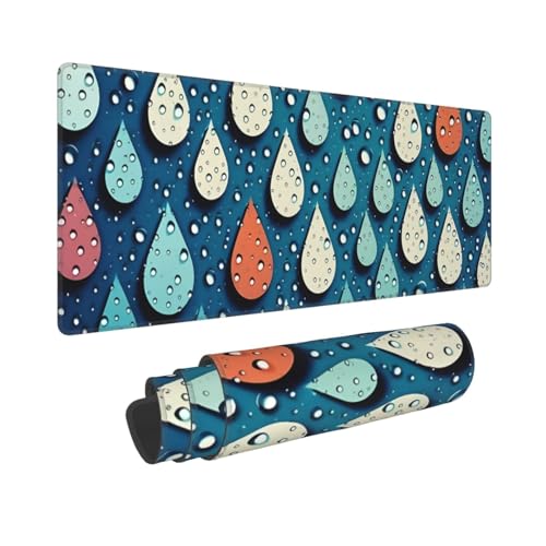 Tapis de clavier en caoutchouc imprimé motif gouttes d'eau extra large