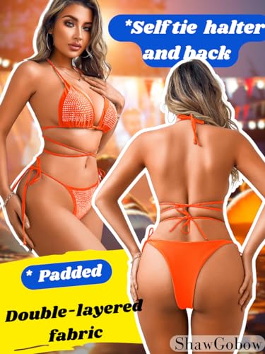 Sexy Rhinestone Bikini, Wrap, Low Rise, Thong Swimsuit3