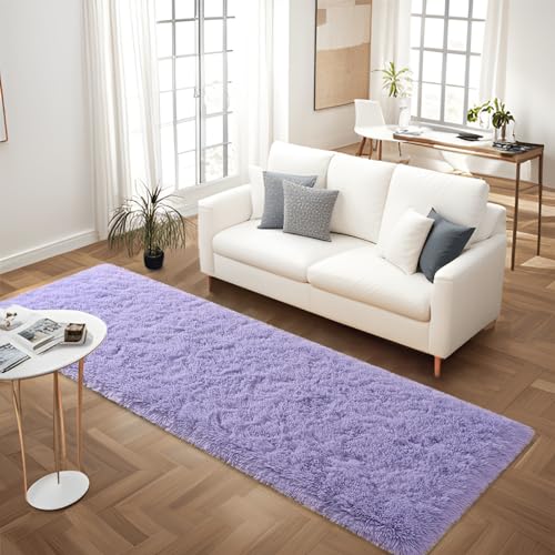 FALARK Soft Lavender Purple Runner Rugs for Bedroom, 2x6 ft