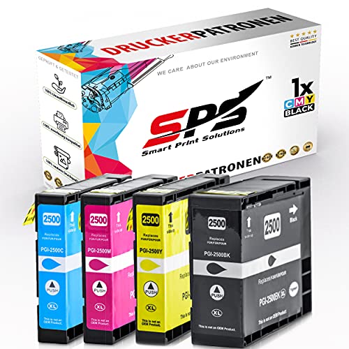 SPS PGI-2500XL 4er Set Tintenpatronen kompatibel für Canon Maxify iB4000 iB4050 iB4100 iB4150 MB5000 MB5050 MB5100 MB5150 MB5155 MB5300 MB5350 MB5400 MB5450 MB5455 (1 Schwarz 1 Cyan 1 Magenta 1 Gelb) Cover