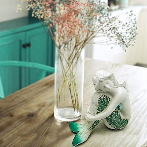 Usupgift Resin Ocean Series Statue Figurines For Gifts Home Bathroom Living Room Garden Desk Decor (Green-Mermaid) #TOP3
