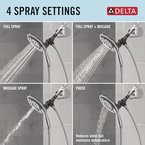 Delta Faucet 4-Setting In2ition 2-in-1 Dual Shower Head with Clarifi Standard Shower Filter Attachment and Filter, Chrome Shower Head with Filter, Filtered Shower Head, Chrome 7SF110B - image 6