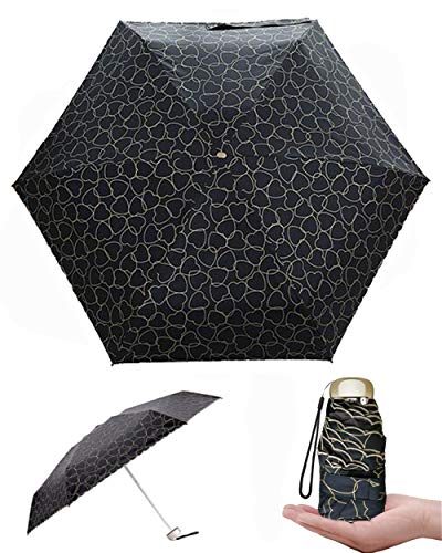 ミニ日傘 レディース 折り畳み傘 超軽量211g 日傘 17cm 日傘 完全遮光 レディース 日傘 晴雨兼用 男女兼用 紫外線カットUPF50+ 紫外線対策 遮熱加工 日傘 折りたたみ 完全遮光 軽量 傘 ディース収納ポーチ付き 四色 (ブラック)