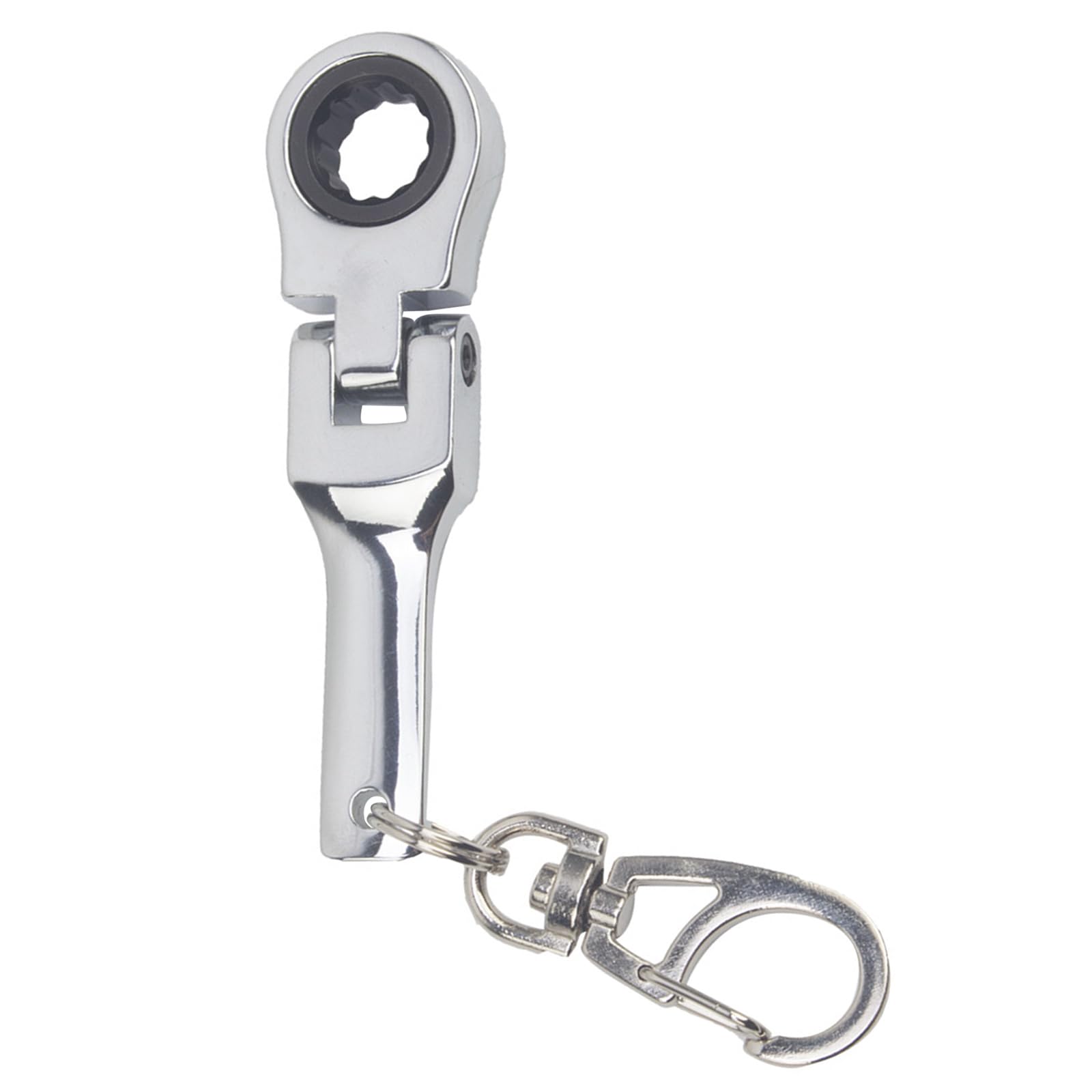Laikoutd M Silver Lightweight Ratcheting Wrench Keychain 180° Flexible Head For Auto Fastening Accessories Flexible