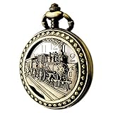 BOSHIYA Design Pocket Watch Chain Quartz Movement Arabic Numerals Half Hunter for Train Scout (Class