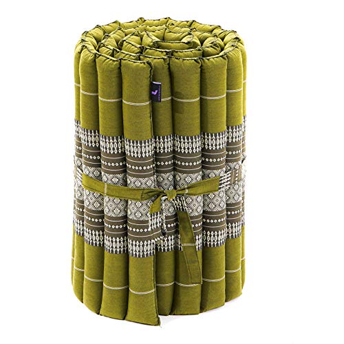 Image of Leewadee - Foldable Floor Mattress - Japanese Roll Up Futon -Trifold Tatami Mat- Guest Floor Bed - Camping Mattress - Thai Massage Mat, Kapok Filled, 75 x 20 inches, Green