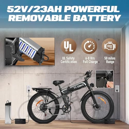 3000W Single Motor Electric Bike for Adults 41MPH 52V 23A - Image 3