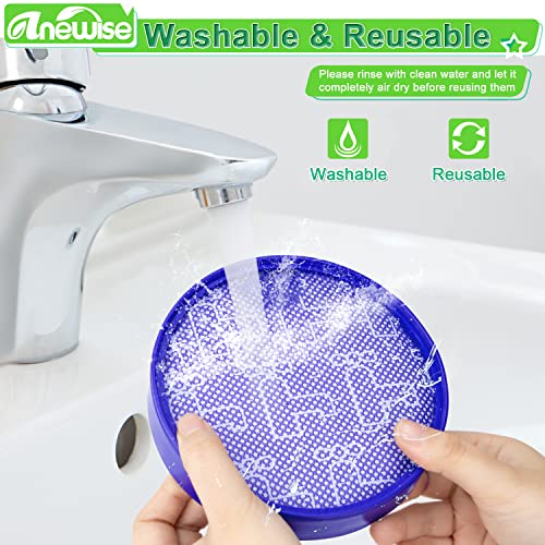 Anewise Filter Kits Repalcement For Dyson Dc25 Vacuum Ball Filters, Includes 1Pcs 919171-02 Washable Pre Motor Filter And 1Pcs 916188-05 Hepa Filter, Fits Dc-25 Models #TOP6