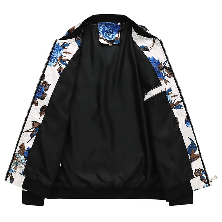 Image of HENGAO Men's Stylish Floral Bomber Jacket