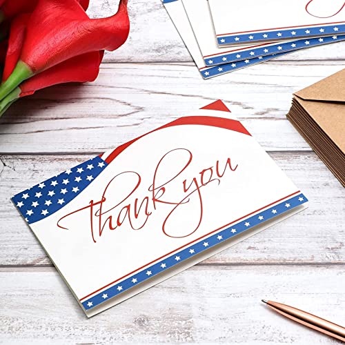 Pipilo Press 120 Pack Patriotic Thank You Cards With Envelopes, Bulk American Flag Notecards For Military Veterans, Memorial Day (4X6 In) #TOP2